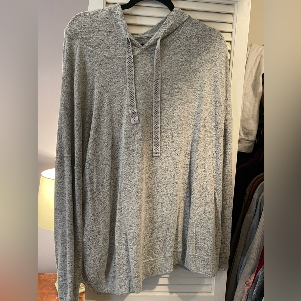 Grey sweater with hoodie and sparkle ties